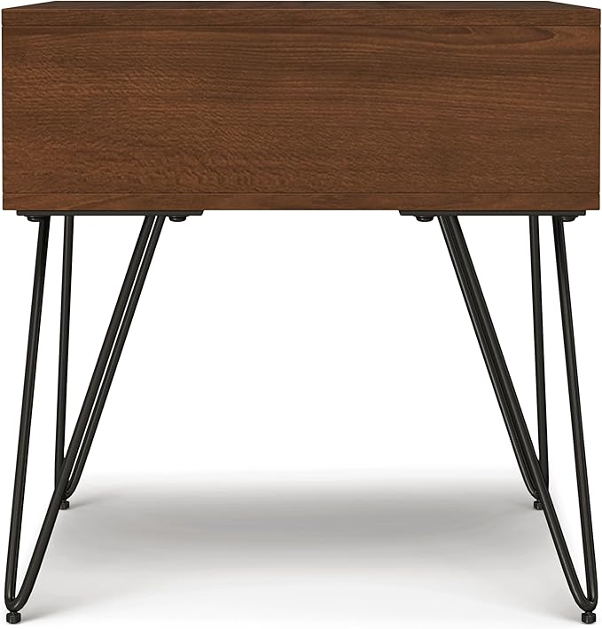 SIMPLIHOME Hunter End Table, 22 inch, Walnut Veneer - LeafyLoom