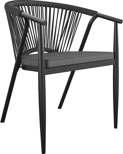 CosmoLiving by Cosmopolitan 88288BGYE Stacking Dining Chair Circi Collection, 4-Pack, Charcoal - LeafyLoom