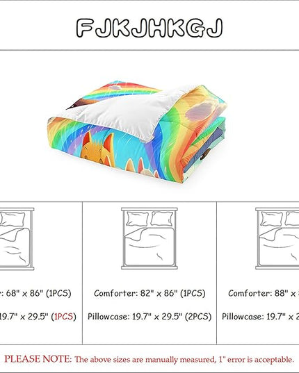 Queen Cat Comforter Set, Girls Kawaii Cat Bedding Sets, 1 Comforter+2 Pillowcases, Microfiber, Printed, Modern Style, 3 Pieces - LeafyLoom