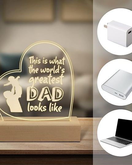 Wood LED Display Base with Acrylic Sheet, Dad Gifts from Daughter Son LED Acrylic Light Base Wood Display LED Stand - LeafyLoom