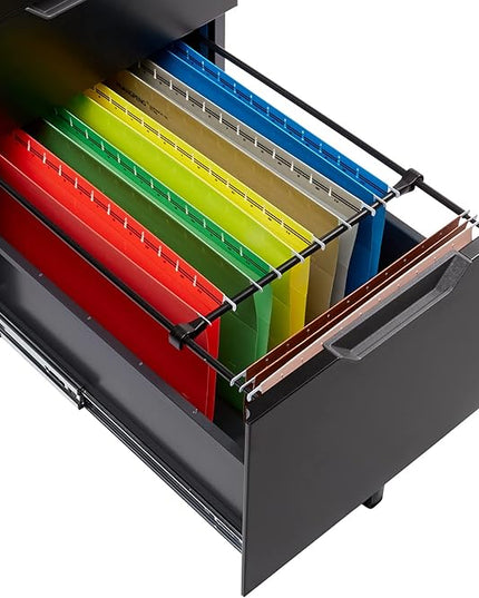 Amazon Basics 3 Drawer Mobile File Cabinet With Lock, Black, 20.71" D x 15.51" W x 24.29" H - LeafyLoom