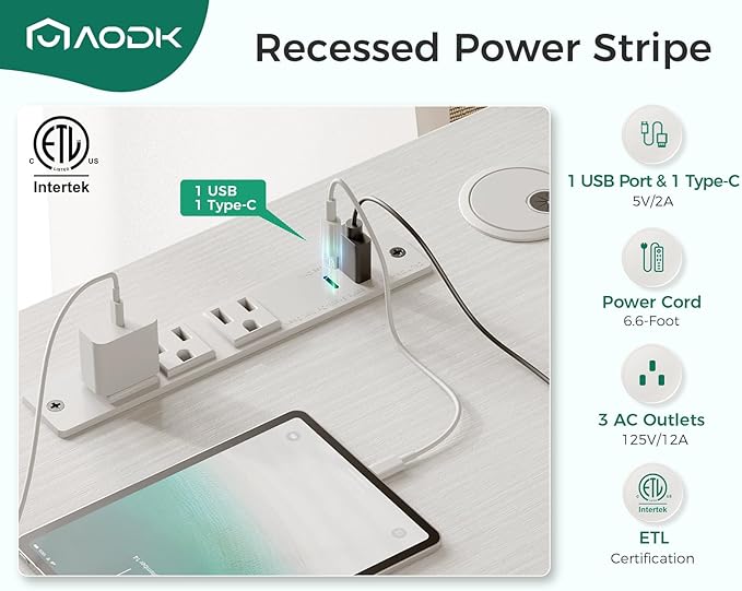AODK 48 Inch Computer Desk with Fabric Drawers & Power Outlets, Office Desk with Storage Shelves & CPU Stand, Writing Study Table, Small Desk for Bedroom, White - LeafyLoom