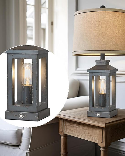 23.75" Farmhouse USB A+C Charging Ports 3-Way Dimmable Touch Control Table Lamp with Nightlight Vintage Modern Lamps for Living Room Bedroom - LeafyLoom