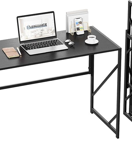 Elephance Folding Desk Writing Computer Desk for Home Office, No-Assembly Study Office Desk Foldable Table for Small Spaces - LeafyLoom