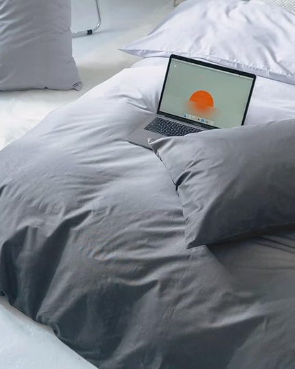 Gradient Gray Comforter Set Ombre White Gray Bedding Set Queen Women Aesthetic Comforter 3 PCs Gray Color Bed Comforter Set Queen Gradient White and Gray Comforter Set Queen - LeafyLoom