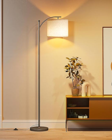 SUNMORY Dimmable Floor Lamp with Remote Control，Lamp for Living Room Stepless Color Temperature and Brightness, Standing Lamp for Bedroom and Office with 1H Timer，Gray Floor Lamp with Linen Shade - LeafyLoom
