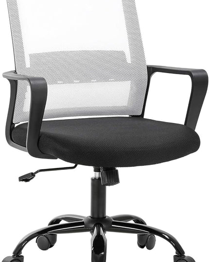 Home Office Chair Ergonomic Desk Chair Swivel Rolling Computer Chair Executive Lumbar Support Task Mesh Chair Adjustable Stool for Women Men (White) - LeafyLoom