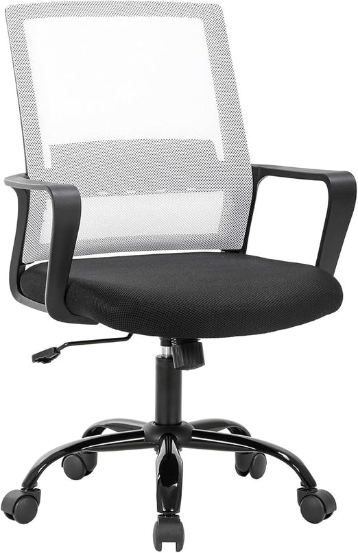 Home Office Chair Ergonomic Desk Chair Swivel Rolling Computer Chair Executive Lumbar Support Task Mesh Chair Adjustable Stool for Women Men (White) - LeafyLoom