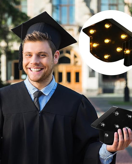 VIHOSE Graduation Bachelor Cap Lights Sign Table Decoration Light up Decoration Battery Powered Graduation Hat for Home Bar Party Bedroom Tabletop Decoration Graduation Gift VIHOSE