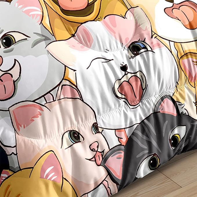 Dogs Comforter Set - Cute Cartoon Puppy Pattern Comforter Set Full Size 3pcs Kitten Dogs Bedding Set Pet Animal Design Kids Room Decor with 1 Comforter and 2 Pillowcases Boys Girls Gift All Season - LeafyLoom