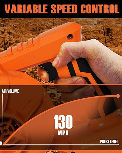 Alloyman Leaf Blower, 20V Cordless Leaf Blower, with 2 X 4.0Ah Battery & Charger, 2-in-1 Electric Leaf Blower & Vacuum for Yard Cleaning/Snow Blowing.(Orange) - LeafyLoom