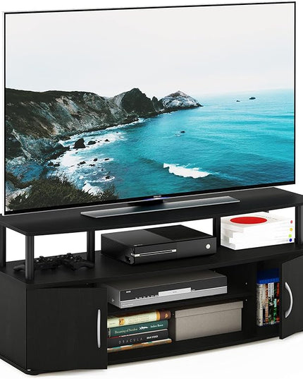 Furinno JAYA Large Entertainment Stand for TV Up to 55 Inch, Blackwood - LeafyLoom