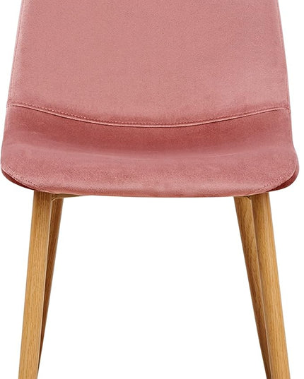 FurnitureR Dining Chairs Set of 4, Velvet Dining Room Seating Upholstered Armless Kitchen Chairs, Side Chair Mid-back with Metal Legs for Living Room Bedroom Home Office, Rose - LeafyLoom