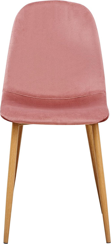 FurnitureR Dining Chairs Set of 4, Velvet Dining Room Seating Upholstered Armless Kitchen Chairs, Side Chair Mid-back with Metal Legs for Living Room Bedroom Home Office, Rose - LeafyLoom