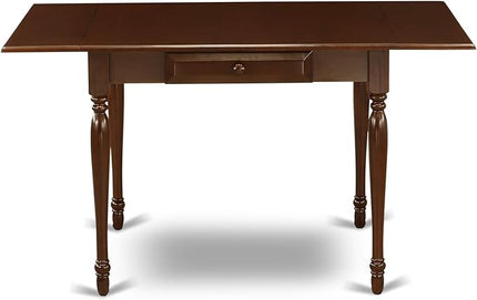 East West Furniture Monza 5 Piece Kitchen Set Includes a Rectangle Table with Dropleaf and 4 Linen Fabric Dining Room Chairs, 36x54 Inch, Mahogany - LeafyLoom