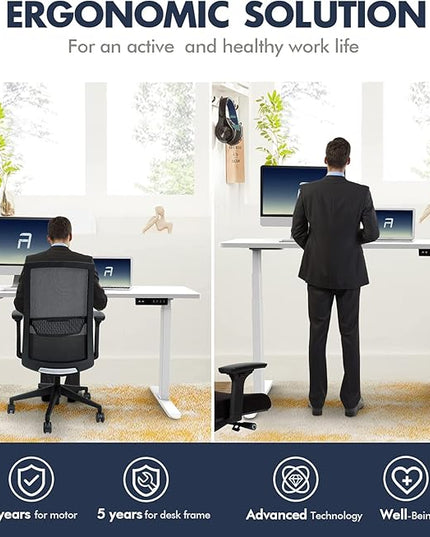AIMEZ0 Dual Motor Sit Stand Desk Adjustable Electric Standing Desk Frame with LCD Touch Screen Adjustable Height 27.4-45.6 inches for Home & Office Table (Frame Only) White - LeafyLoom