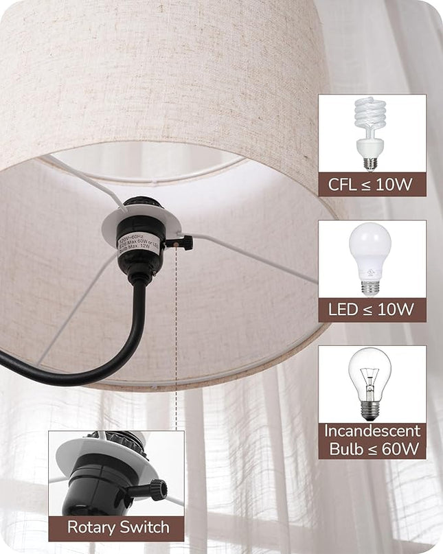 EDISHINE Floor Lamp with Table, Side Nightstand Light with 1 Drawer and 1 Shelf, Bedside Shelf Floor Lamp, Small End Table with Reading Lamp for Living Room Bedroom, Den - LeafyLoom