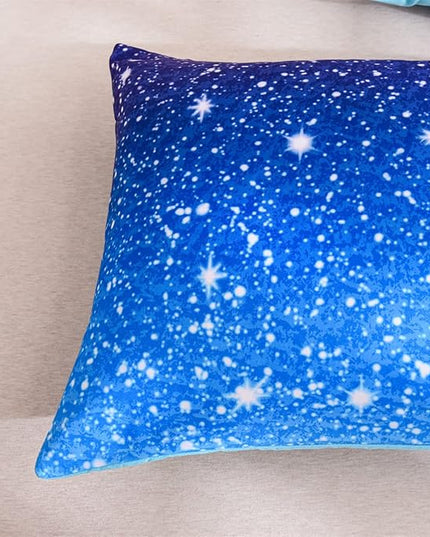 Holawakaka Kids Space Star Galaxy Bedding Comforter Set Twin/Twin XL Size Boys Girls Blue Indigo Ombre Print Gradient Glitter Stars Bed Sets (Blue, Twin) - LeafyLoom