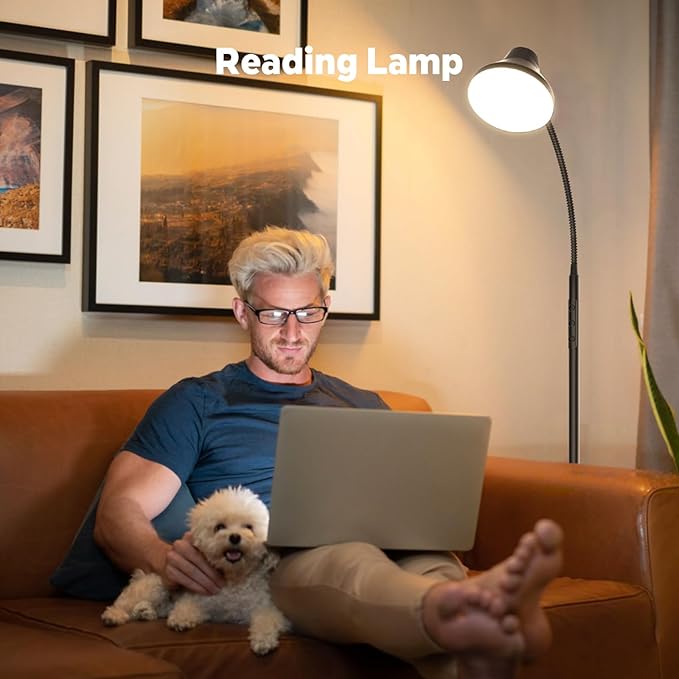 Bright Floor Lamp Dimmable Arc, Modern Floor Lamp for Living Room,Remote & Touch Control,Adjustable Gooseneck,15 W LED Bulb Included - LeafyLoom