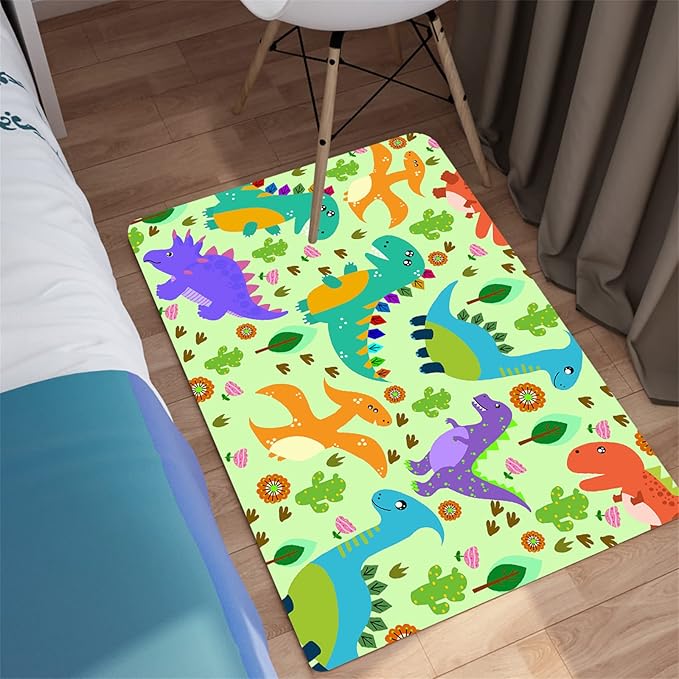 Dinosaur Carpet for Boys Room Dinosaur Play Rug Kids Rug Cartoon Dinosaur Carpet Dino Rug Dinosaur Area Rug for Bedroom Livingroom Playing Room,Green 2'×3' - LeafyLoom