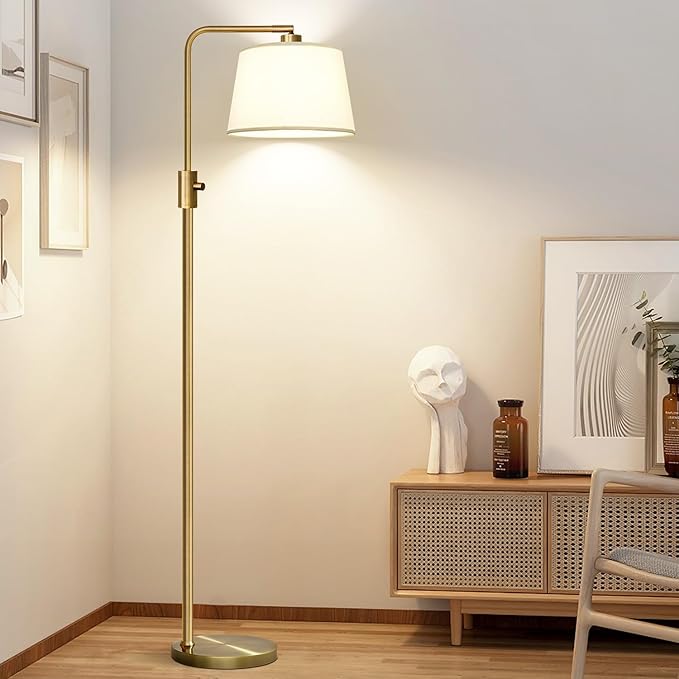 Nintiue Dimmable Floor Lamp, 1000 LM LED Edison Bulb Included, Arc Floor Lamps for Living Room Modern Standing Lamp Tall Lamps for Living Room Bedroom-Brass - LeafyLoom