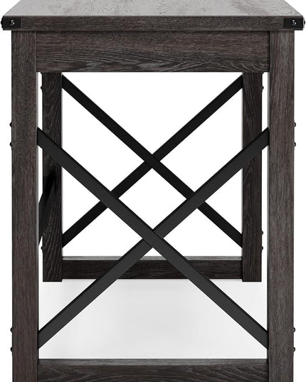 Signature Design by Ashley Freedan Rustic Farmhouse Home Office Desk, Dark Gray - LeafyLoom