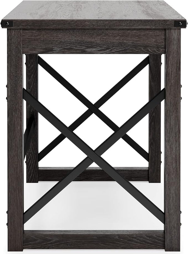 Signature Design by Ashley Freedan Rustic Farmhouse Home Office Desk, Dark Gray - LeafyLoom
