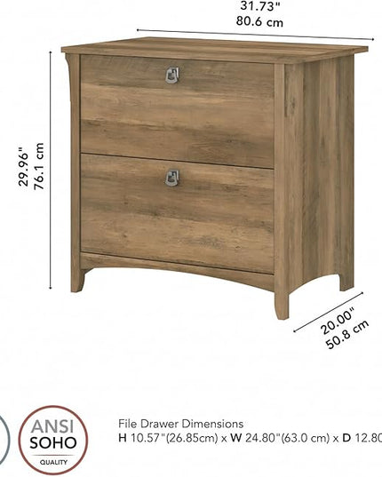 Bush SAF132RCP-03 Salinas 2-Drawer Lateral File Cabinet, Letter/Legal, Reclaimed Pine, 31.73-Inch - LeafyLoom