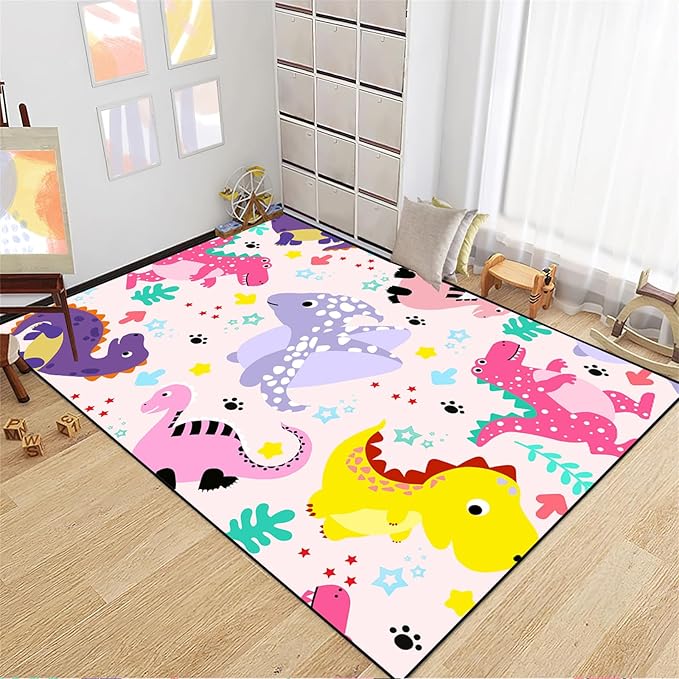 Dinosaur Rugs for Boys Bedroom Dino Rugs for Boys Room Kids Rugs Dinosaur Bedroom Decor for Boys Kids Play Rugs for Boys Bedroom Cute Dinosaur Rugs Dinosaur Rugs for Living Room Decor,5'×7' - LeafyLoom