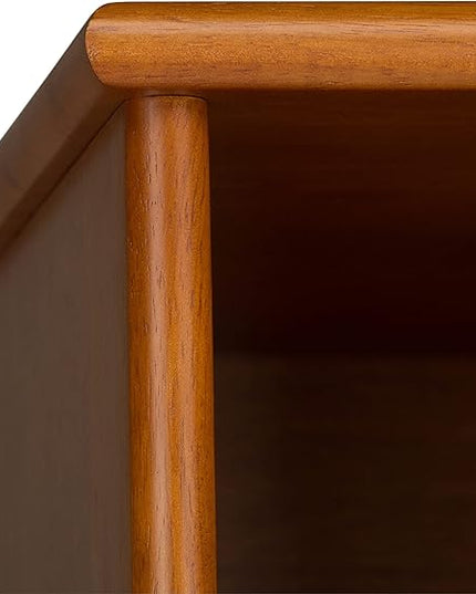 SIMPLIHOME Draper SOLID HARDWOOD 22 Inch Mid Century Modern Bookcase and Storage Unit in Teak Brown, For the Living Room, Study Room and Office - LeafyLoom