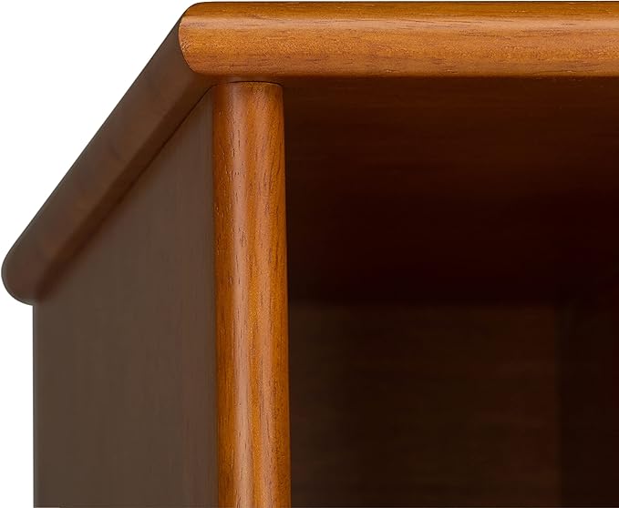 SIMPLIHOME Draper SOLID HARDWOOD 22 Inch Mid Century Modern Bookcase and Storage Unit in Teak Brown, For the Living Room, Study Room and Office - LeafyLoom