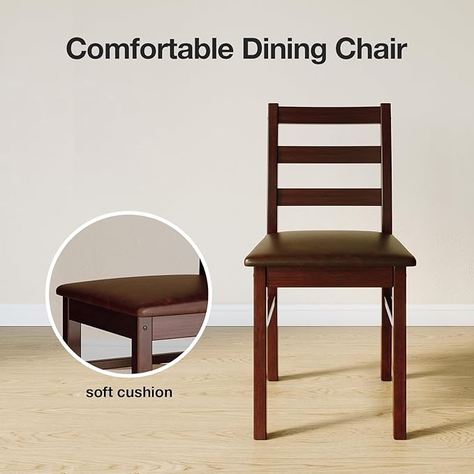 KKL Dining Table Set for 4, Malaysian Oak Kitchen Table and Chairs for Home and Apartment, 5-Piece Farmhouse Wood Kitchen and Dining Room Table Set, Easy Assembly - LeafyLoom