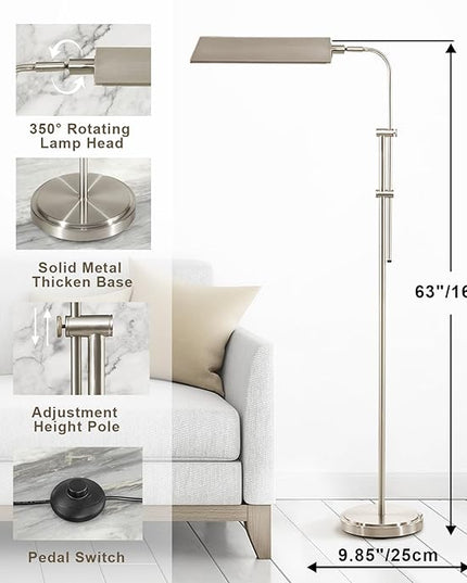 Pharmacy Floor Lamp, Height Adjustable Floor Lamp for Living Room Led Floor Lamp Modern Tall Lamp with 350° Swing Arm Led Standing Lamp for Bedroom Office Modern Floor Lamp Pedal Switch - LeafyLoom