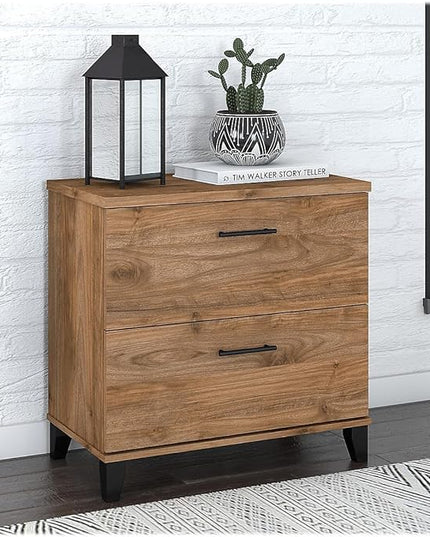 Bush Furniture Somerset 2-Drawer Lateral File Cabinet, Letter/Legal, Fresh Walnut, 30-inch (WC81380) - LeafyLoom
