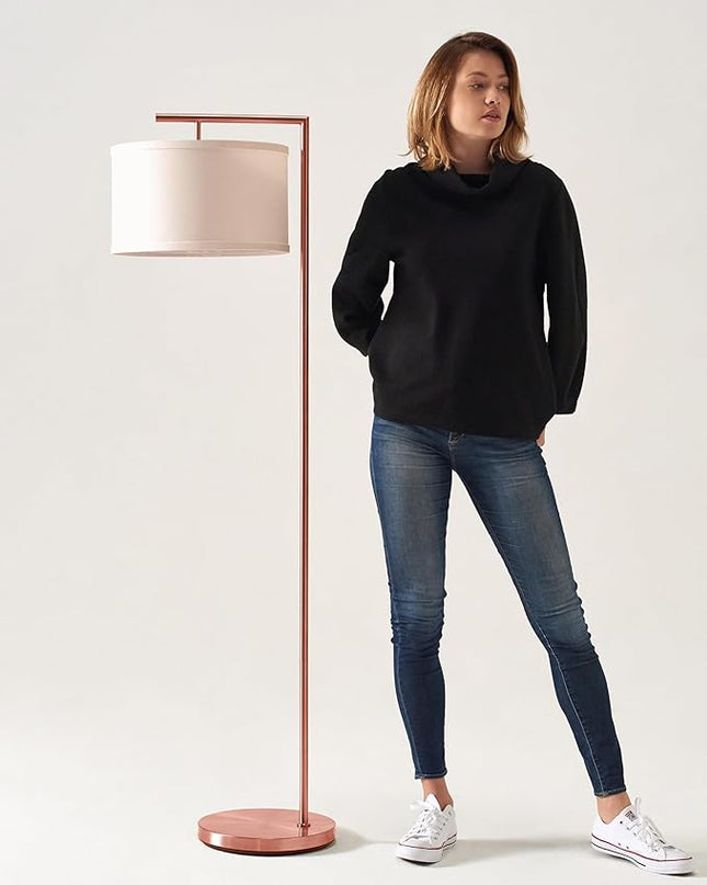 Brightech Montage Modern Floor lamp, LED Floor Lamp for Living Rooms & Offices - Tall Standing Lamp for Bedroom Reading - Corner Pole Lamp for Contemporary Home Decor - Rose Gold - LeafyLoom