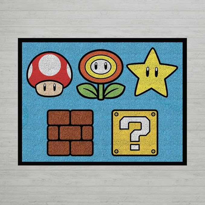Franco Super Mario Kids Room Non Slip Area Rug, 69 in x 52 in, (Official Licensed Product) - LeafyLoom