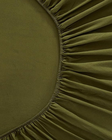Olive Green Twin Sheets Set 3 Piece Cooling Bed Sheets,Hotel Luxury Fitted Sheet Set for Twin Size Bed,Super Soft Sheet Deep Pocket 16 Inch,Wrinkle & Shrink Resistant,Twin Sheets,Green Bed Sheets - LeafyLoom