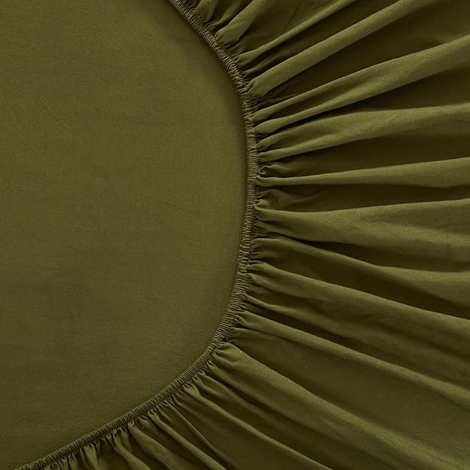Olive Green Twin Sheets Set 3 Piece Cooling Bed Sheets,Hotel Luxury Fitted Sheet Set for Twin Size Bed,Super Soft Sheet Deep Pocket 16 Inch,Wrinkle & Shrink Resistant,Twin Sheets,Green Bed Sheets - LeafyLoom