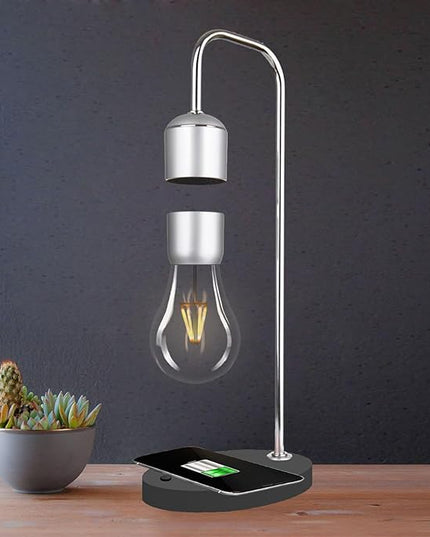 Magnetic Levitating Lamp with Wireless Phone Charger for iPhone Pro Max Floating Light Bulb LED Night Light Table Lamp Levitation Desk Lamp for Christmas Gift Bedroom Office Decoration - LeafyLoom