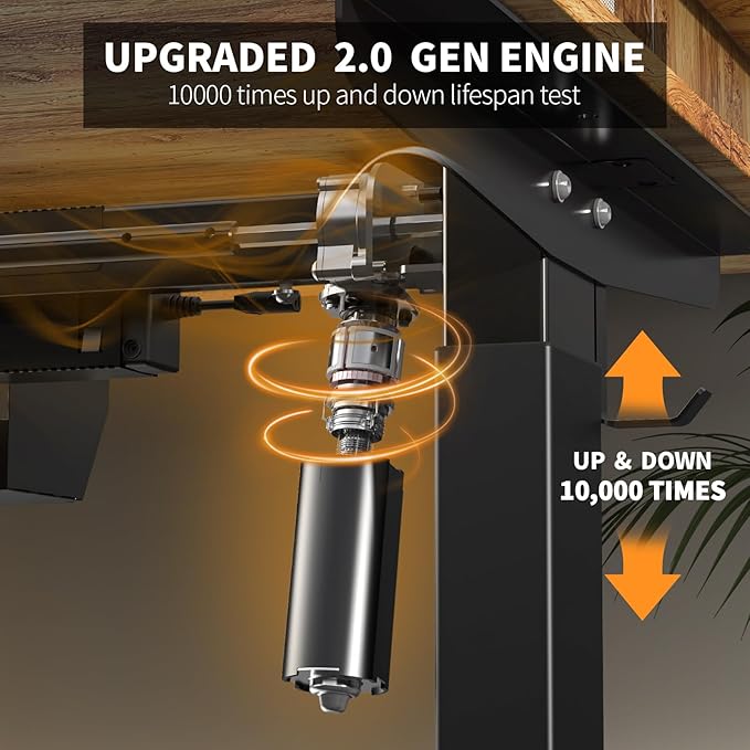 63 * 30 Inches Electric Standing Desk Adjustable Height with 4 Drawers, Double Storage Shelves Stand Up Desk, Home Office Workstation Sit Stand up Desk (Light Rustic Brown) - LeafyLoom