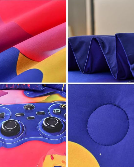 Gamer Comforter Set for Boys Kids, 6 Pcs Bed in a Bag Game Controller Boys Bediing Set Twin Size for All Season - LeafyLoom