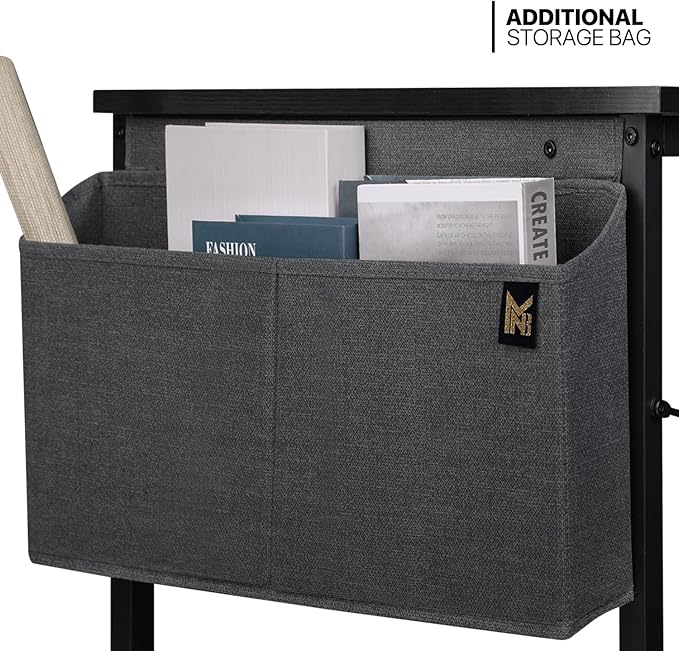 MoNiBloom Computer Desk 47", Simple Style Home Gaming Desk with Storage Bag, Office Writing Workstation- Black - LeafyLoom