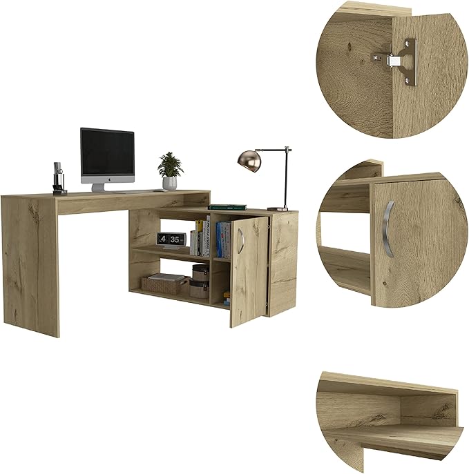 NicBex Kimberly-DW-00044-LWJ Home Office Desks, 45.86"x59.64"x30.11", Light Oak - LeafyLoom
