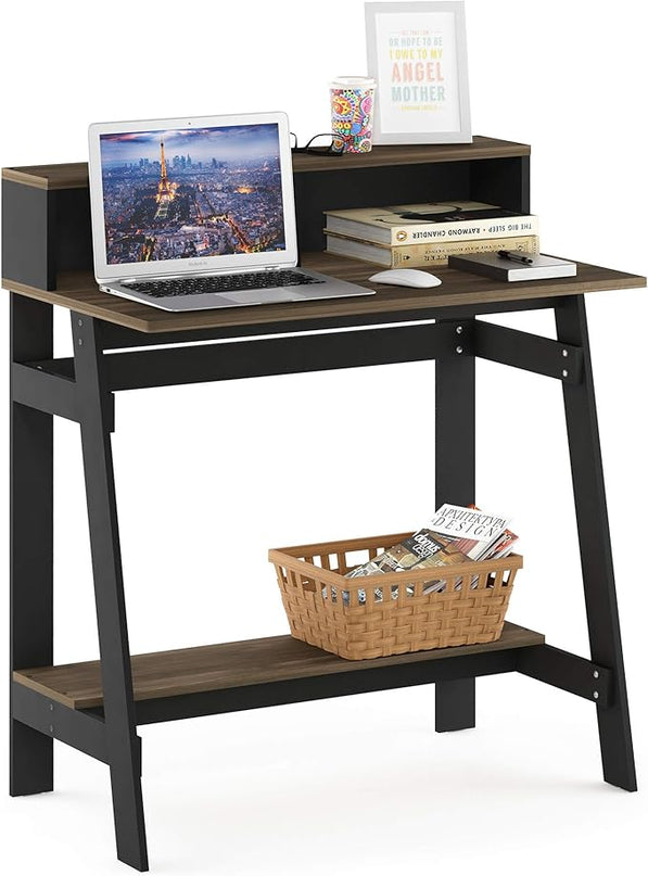 Furinno Simplistic A Frame Computer Desk, 17.9"D x 31.6"W x 35.5"H, Columbia Walnut - LeafyLoom
