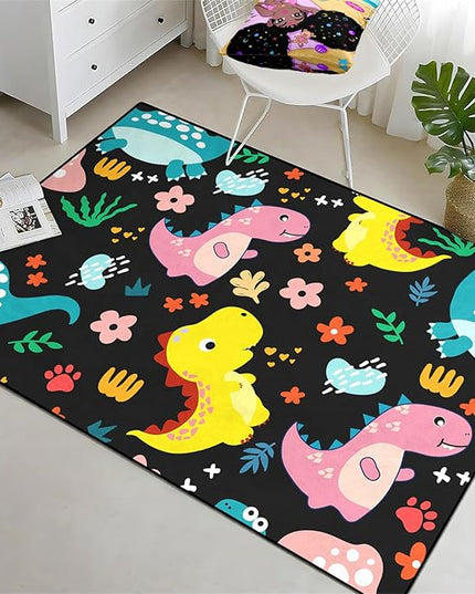 Dinosaur Rugs for Boys Bedroom - Dinosaur Pattern Area Rug Kids Bedroom Rug Kids Play Rugs for Boys Dinosaur Bedroom Decor for Boys Colorful Dinosaur Print Area Rug Kids Rugs for Bedroom,3'×5' - LeafyLoom