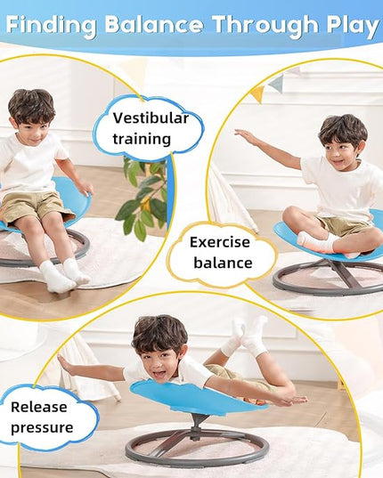 Sensory Chair for Kids Autism Sensory Products Sit and Spin Autism Toys Spinning Chair ADHD Chair Swivel Chair Training Body Coordination (Blue) - LeafyLoom