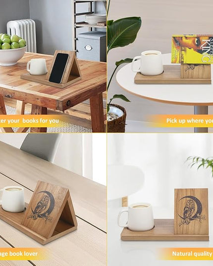 Small Bookshelf, Triangle Book Holder, Wood Short Mini Book Rest, Simple Bookcase for Bedroom Nightstand Office Desk Library or Table Centerpiece Decor for Coffee and Book Lover - LeafyLoom