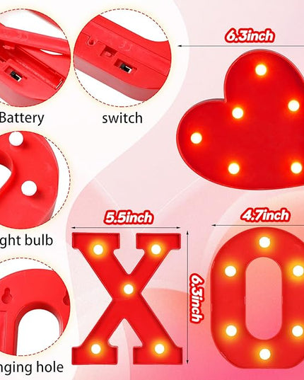 VIHOSE Valentine's Day LED Letter Lights Sign Table Decoration Light up Letters Battery Powered Letter for Home Bars Party Bedroom Tabletop Decoration Valentine's Gift VIHOSE