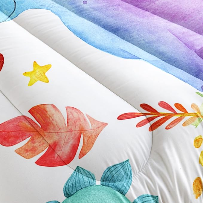 CVHOUSE Dinosaur Bedding Set,Dinosaur Comforter,Dinosaur Comforter Set Full,Microfiber Quilt Set with 1 Comforter and 2 Pillow Cases- 3 Piece - LeafyLoom