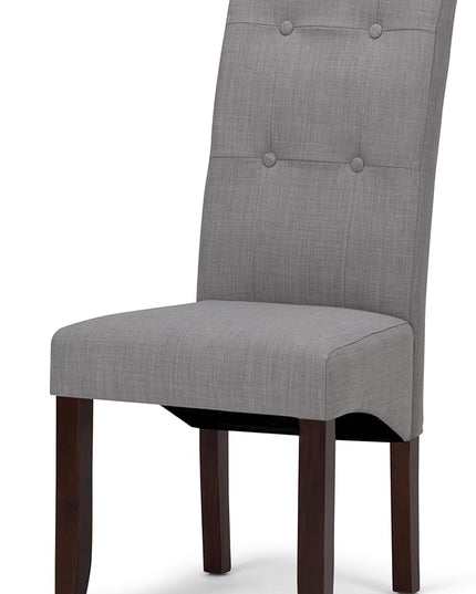 SIMPLIHOME Cosmopolitan Parson Dining Chair (Set of 2), Dove Grey Linen Look Fabric and SOLID WOOD, Square, Upholstered, For the Dining Room, Transitional Modern - LeafyLoom